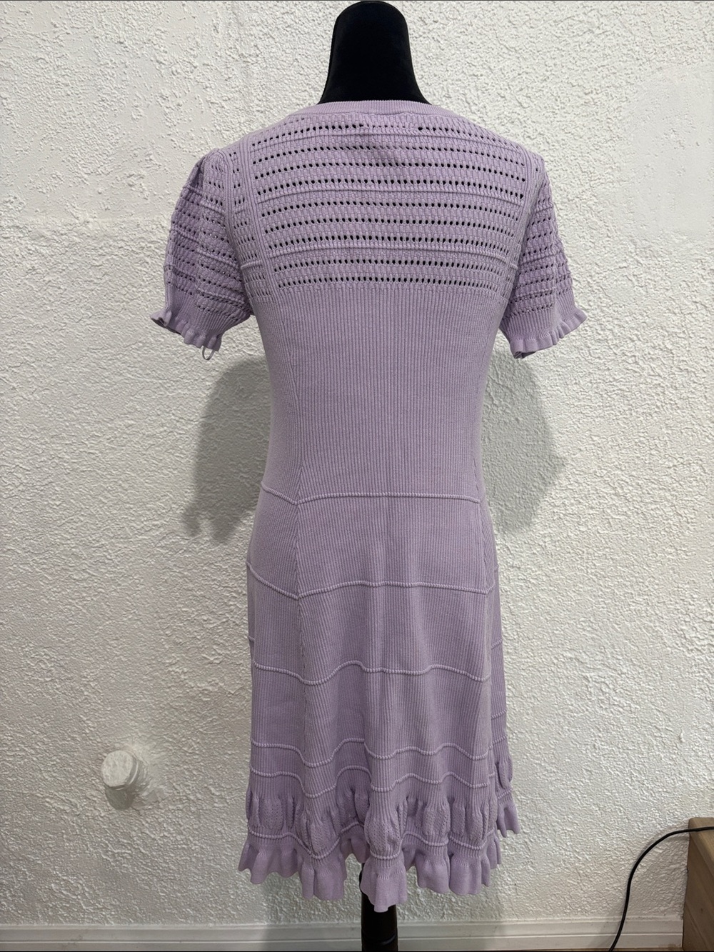 Anthropologie Maeve Lavender Scoop-Neck Knit Knee Length Dress Size Large - Picture 4 of 12
